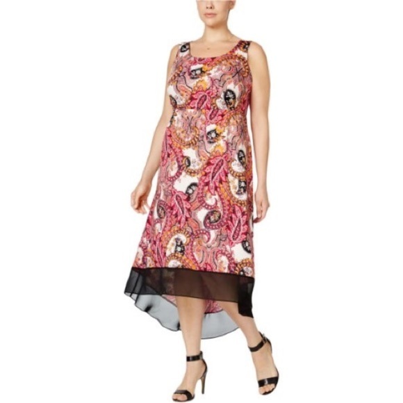 NY Collection Womens Plus Hi-Low Printed Casual Dress - Picture 1 of 8